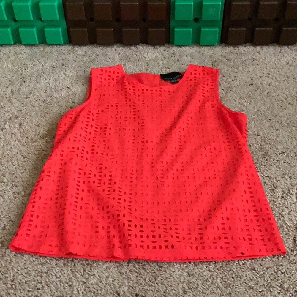 Cynthia Rowley Red Boxy Lined Tank Top Buttons Down The Back Size Small